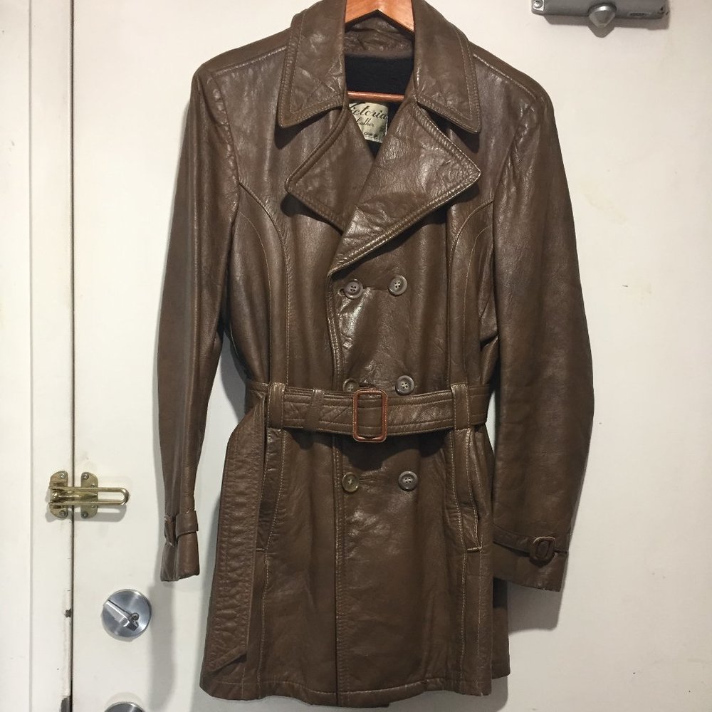 VINTAGE VICTORIA LEATHER DOUBLE BREAST JACKETS SIZE 36